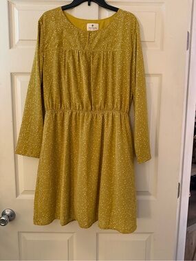 Betsy’s Boutique Mustard Speckled Long Sleeve Fall Dress Size L NWOT